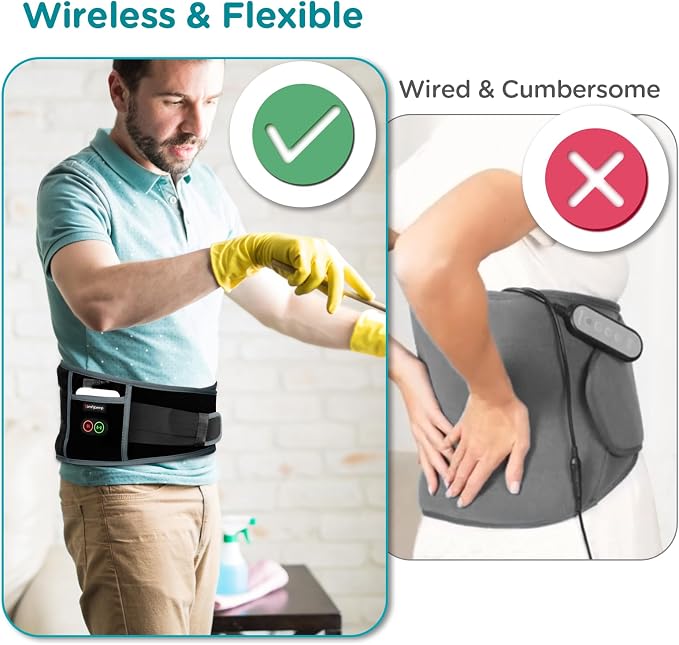 Comfytemp Cordless Heating Pad with Massager for Back, Gifts for Women Men | FSA Eligible HSA, Portable Lower Back Massager, Rechargeable Wireless Electric, Birthday Mom Dad Seniors 3 Heat 30mins 58"Up