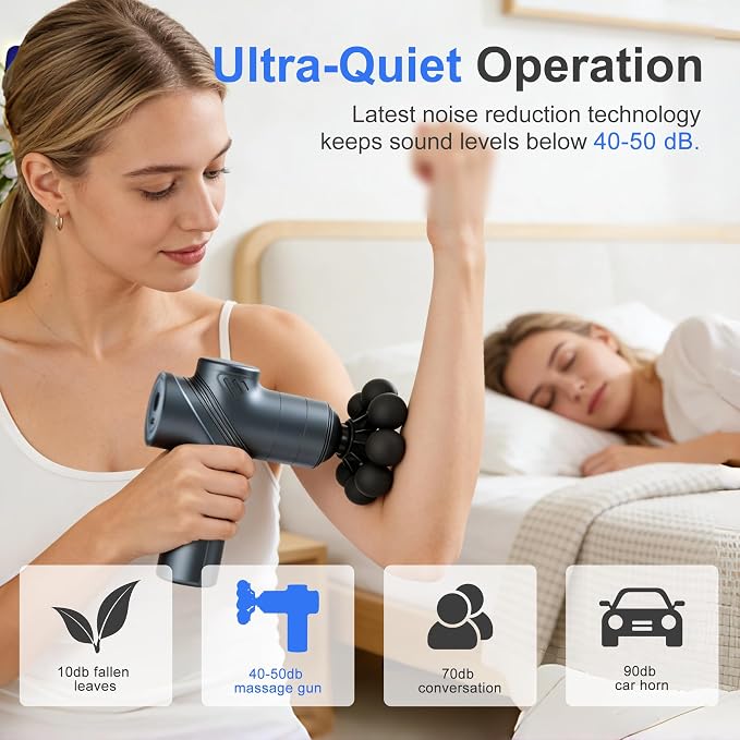 LEERCON Massage Gun Deep Tissue Mini Muscle Back Massager for Pain Relief | Silent Mini Muscle Massager with 9 Massages Heads Birthday Gifts for Men Women Dad Him (Blue)
