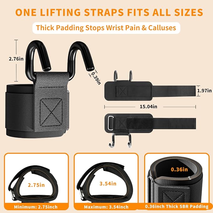 Weight Lifting Hooks, 330 LB Heavy Duty Gym Wrist Straps for Deadlifts, Pull-Ups, Strength Training, Fitness Workouts, Grip Weightlifting Hooks for Men and Women(Pair)