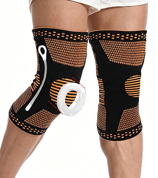 2 Pcs Knee Compression Sleeves for Men Women, Compression Knee Brace with Patella Gel Pad & Side Stabilizers,Knee Support for Meniscus Tear, Arthritis, Knee Pain Relief, Sports (Black and Brown, X-Large)