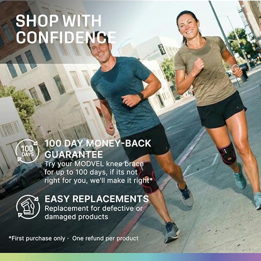 Modvel Knee Brace with Side Stabilizers & Patella Gel Pads for Pain Relief and Joint Support Breathable, Non-Slip Compression Sleeve for Men & Women, Arthritis, Meniscus, ACL Recovery