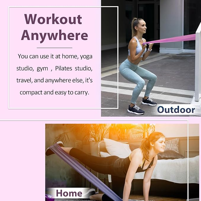 Resistance Bands Set for Physical Therapy, Rehab, Yoga and Pilates | Latex-Free elastic exercise bands suitable for rehab, yoga, Pilates, gym workouts, stretching, and home exercise