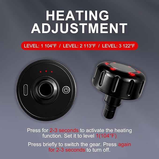 LEERCON Heating Head for Small Massage Gun | 3-Temp Settings (104/113/122°F) & 15-Min Auto-off, Portable Rechargeable Handheld Accessory for Muscle Pain Relief