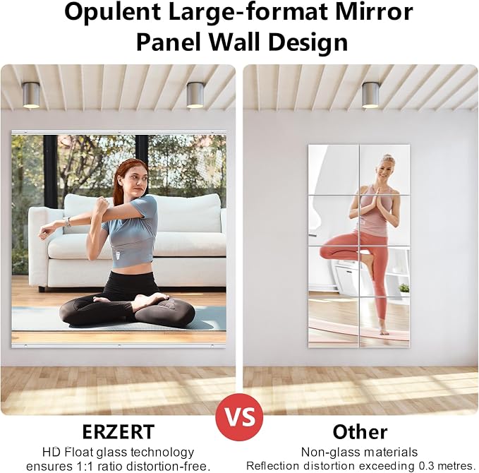Home Gym Mirror,2 Pack Large 63x27.5 Inch Frameless Tempered Glass Wall Mirror, Full Body Workout and Decorative Mirrors for Home Gym, Yoga, Dance Studio, Garage, Exercise Room