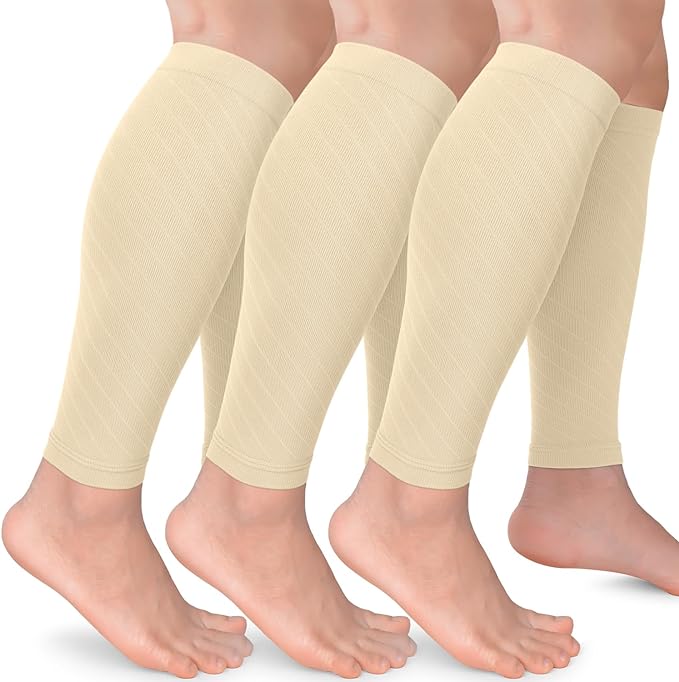 CTHH Calf Compression Sleeve for Men & Women Footless Compression Socks | 3 Pairs Graduated Compression Leg Sleeve Support for Shin Splints Pain Relief Running Flying Cycling Fitness Nurse