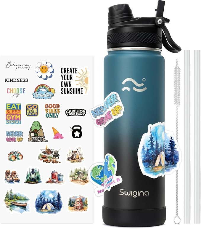 Swigina Insulated Water Bottle with Boot (Keep 36hrs Cold) BPA Free, 24 oz