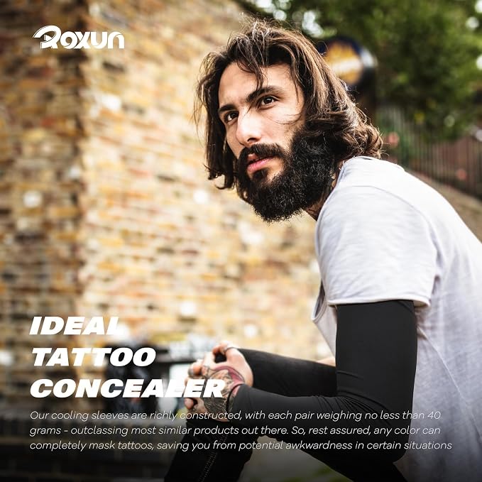 ROXUN Arm Sleeves Cooling UV Sun Protection Sport Compression for Men Women | UPF50,Seamless cover arms,Tattoo-covering,Lightweight & breathable,daily wear,Outdoor work,Basketball Baseball,Mangas