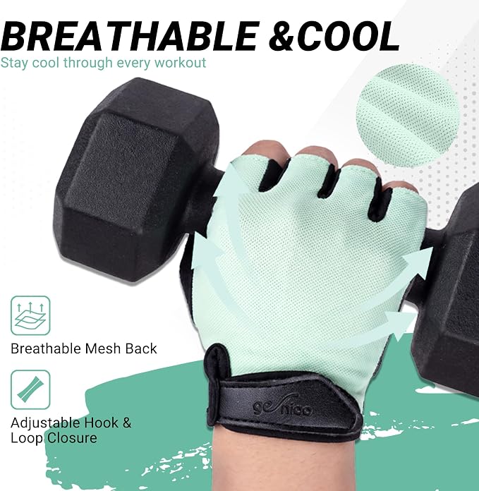 Workout Gloves for Women Men, Full Palm Silicone Grip, Padded Half Finger Gloves for Gym, Weight Lifting, Cycling