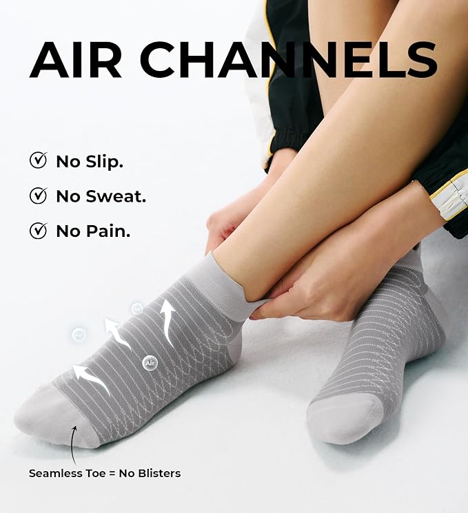 FITRELL Ankle Compression Socks for Women & Men - 5/6 Pairs Cushioned Arch Support Running Socks, Plantar Fasciitis Relief