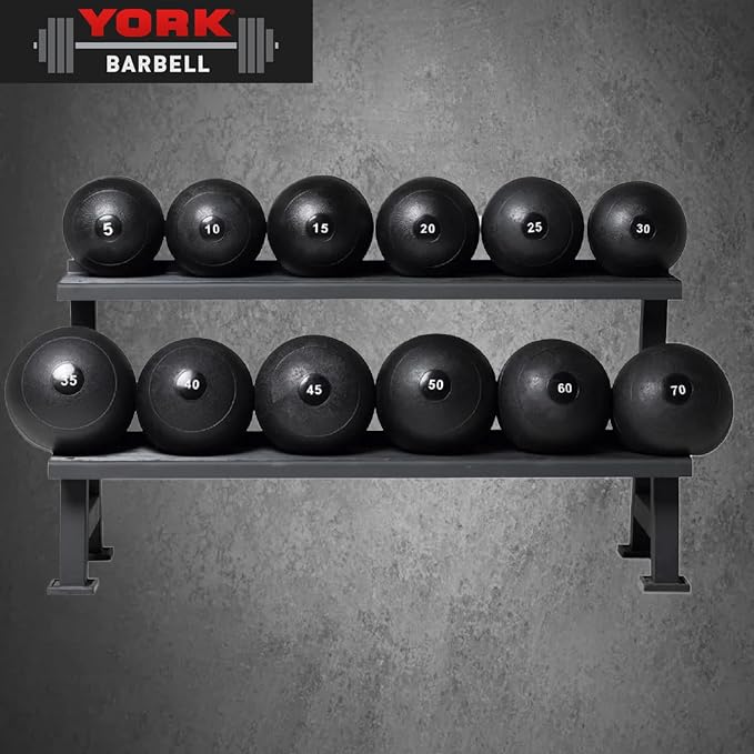 York Barbell 25LB Rubber Slam-Ball – Dead Weight with Textured Surface – Minimal Bounce Absorbs Impact – Pilates Yoga Strength Training Physical Therapy Cardio Exercises for Full Body Workout - Black