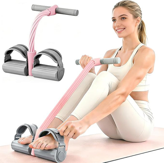 Adjustable Ankle Strap Bands Resistance with Handles, Upgraded 6 Tube Pedal Resistant Band, Natural Rubber Foot Pedal, Fits All Foot Sizes, Fitness Resistance Band for Abs, Waist, Arms and Legs