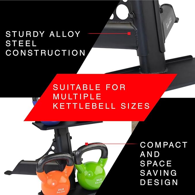 Body-Solid (GDKR50B) 3-Tier Kettlebell Rack - Compact, Durable Kettlebells Weight Stand for Home Gym, Fits 5-50 lb Kettle bells | Compact. Durable Kettlebells Weight Stand for Home Gyms. Fits 5-50 lb Kettle bells.