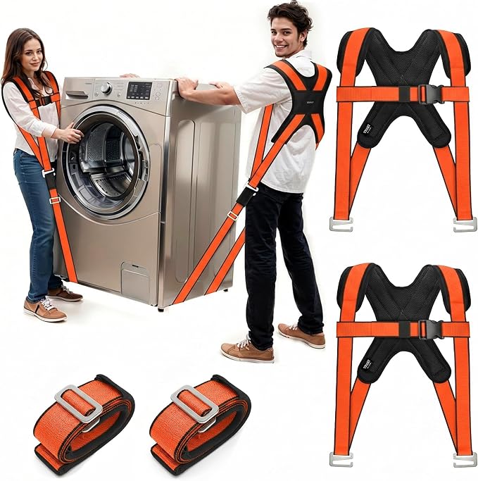 Ytonet Moving Straps for Lifting, 2-Person System Furniture Moving Straps | Furniture Shoulder Lifting Straps with Padded Back Support for Moving Appliance, Move Heavy Objects Up to 800lbs, 135 Inches