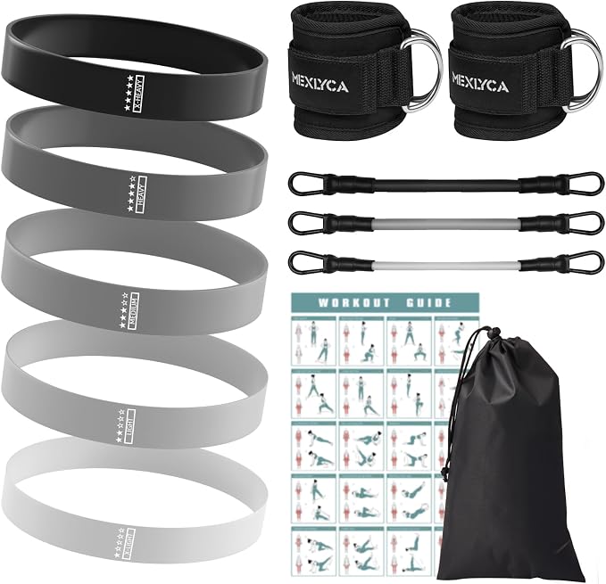 Resistance Bands Set – Resistance Band and Adjustable Ankle Exercise Bands with Cuffs Great Equipment for Training, Working Out, Yoga,Home Gym with Training Guidance & Carry Bag,Set of 8