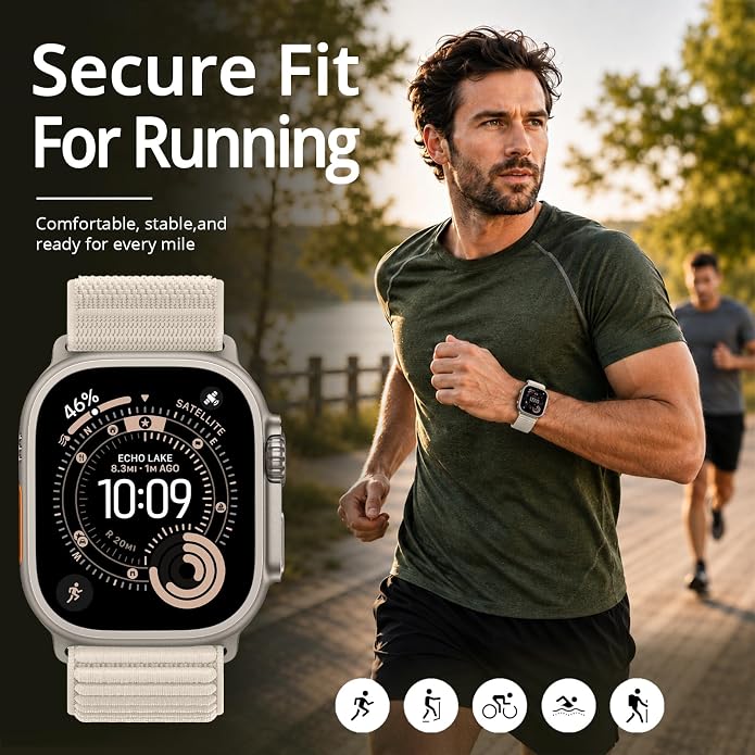 Nylon Loop Sport Band Compatible with Apple Watch Ultra 3 2 Band 49mm 46mm 45mm 44mm 42mm 41mm 40mm 38mm Women Men, Stretchy Strap Elastic Fabric Wristband for iWatch Series 11 10 SE 9 8 7 6 5 4 3 2 1