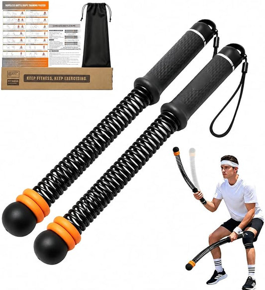 Ropeless Battle Ropes for Home Gym, Portable Cordless Battle Ropes with Variable Resistance for Men & Women Full Body HIIT Cardio & Arm Strength Training Fitness Exercise