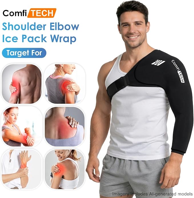 ComfiTECH Reusable Shoulder Arm Ice Pack Wrap for Pitcher & Recovery, XL | Flexible Gel Ice Pack for Shoulder & Elbow & Arm Cooling, Adjustable Arm Cold Sleeve for Throwing Athletes & Muscle Comfort
