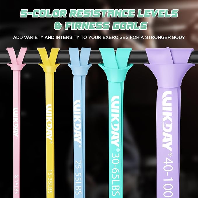 WIKDAY Resistance Bands for Working Out, Exercise Bands, Workout Bands, Pull Up Assistance Bands for Body Stretching Training Physical Therapy Muscle Training for Men & Women