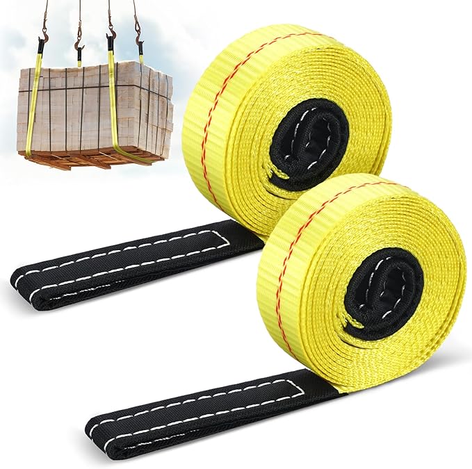 Shappy 2 Pcs 10' x 1" Lifting Sling Straps Heavy Duty Lifting Nylon Sling Web Slings Tree Saver Recovery Strap for Constructions, Steel, Trailer