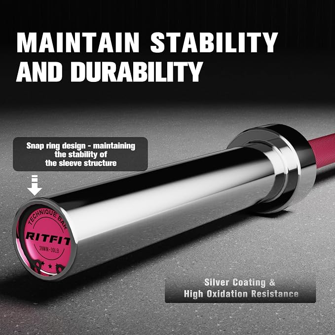 RITFIT Olympic Barbell 4ft/6ft - 2 Inch Weight Bar for Strength Training, Weightlifting, Squat, Deadlift, Bench Press, Curl, Overhead Press - 350lbs/500lbs Capacity