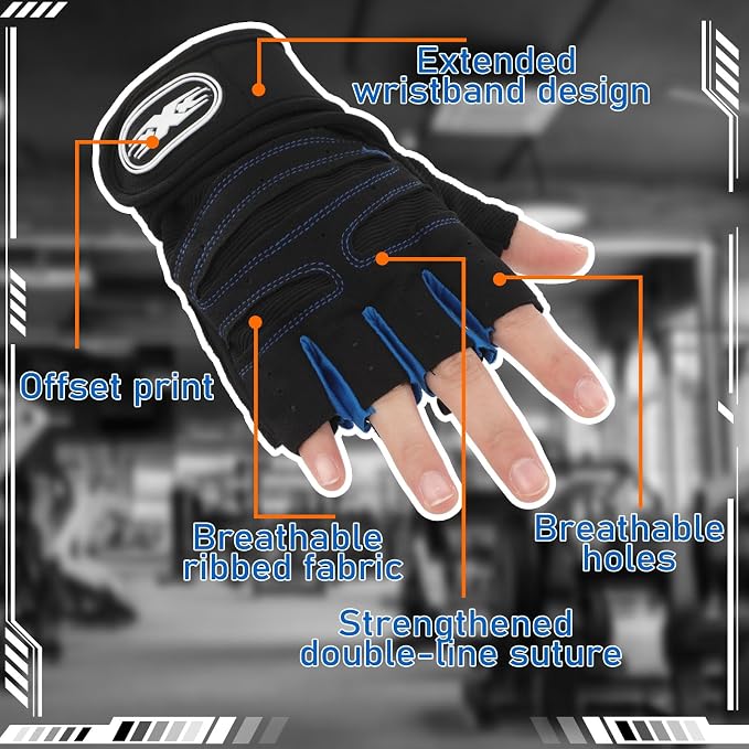 Fourluoo 3 Pairs Weight Lifting Gloves for Men Women, Gym Workout Gloves with Full Palm Protection, Breathable Anti-Slip Fitness Glove for Training, Cycling, Pull-ups, Medium