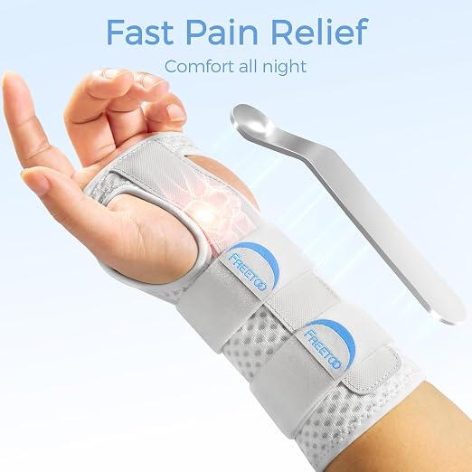 FREETOO Reversible Carpal Tunnel Wrist Brace Night Support Left Right Hand | Wrist Splint Support for Carpal Tunnel,Tendonitis,Sprain,Arthritis.Hand Brace for Sleeping,Work,Typing.Breathable,Adjustable