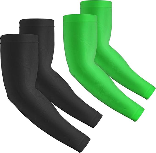 2 Pairs UV Protection Cooling Arm Sleeves Compression Sun Sleeves for Men Women Youth, Tattoo Cover Up, UPF 50