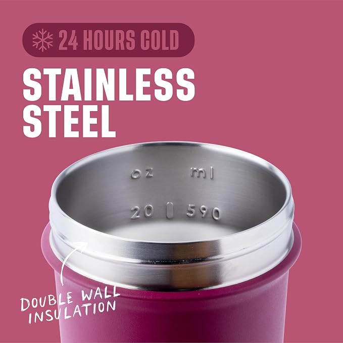 BlenderBottle Strada Sleek - Stainless Steel - 25-oz. - Raspberry