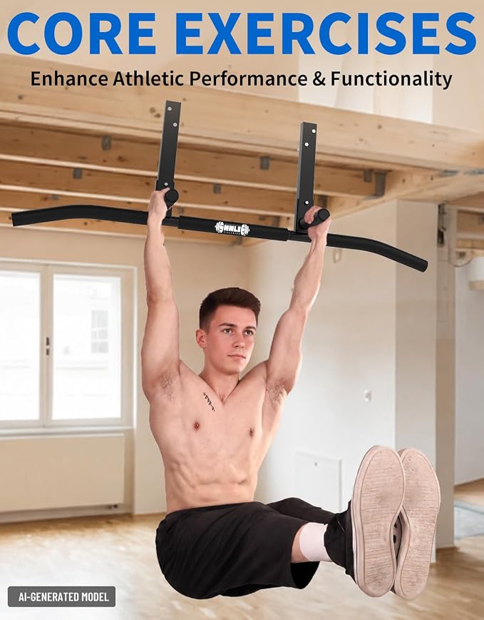 Joist Mounted Pull Up Bar, Ceiling Mount Chin Up Bar for Home Gym, Beam, Rafter, Easy installation, 42" Wide Bar