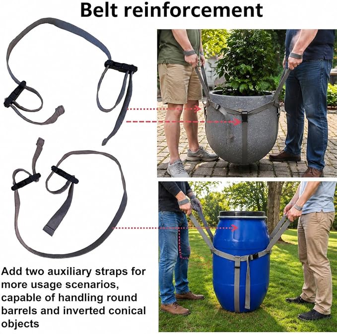 Potted Plant Mover and Lifting Straps for Garden, Landscaping Lifting Straps, Move Heavy Garden Objects: Flower Pots, Planters, Trees, Rocks,Pot Tool,Gray