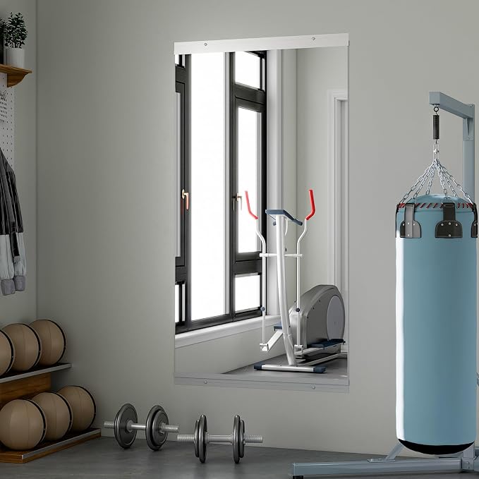 VooBang Home Gym Mirror 1 PCS 33"×60", Frameless Wall Mirror Full Length | Shatterproof Tempered Glass Large Body Mirror Hanging for Dancing Studio, Exercise, Fineness, Yoga