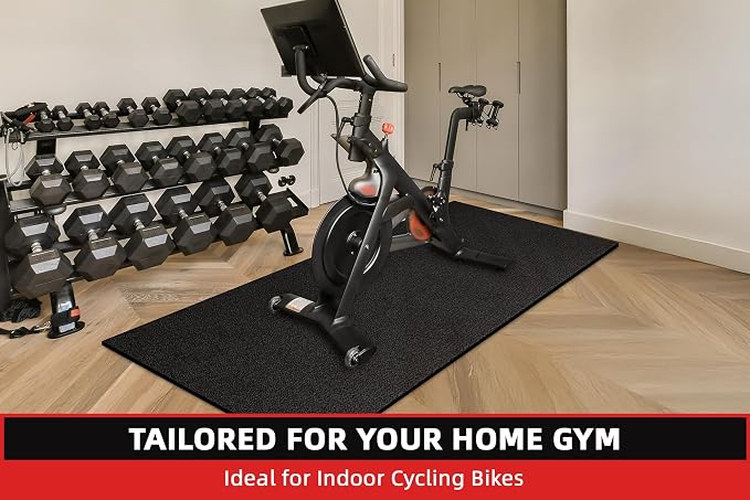 GymCope Treadmill Mat for Hardwood Floor Carpet 7'x3'/6'x3'/6'x2.5'/4'x2' | 6mm Thick Exercise Equipment Gym Mat, Compatible with Peloton Bike, Indoor Spin Bike, Elliptical