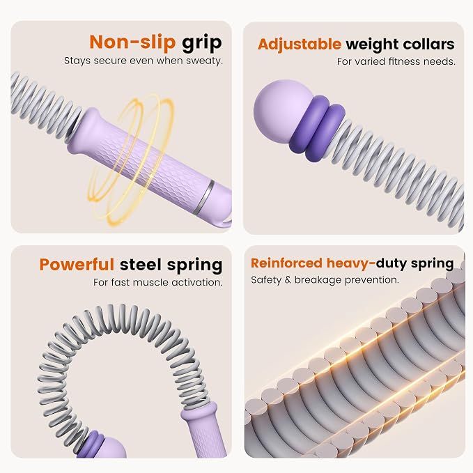 Adjustable Ropeless Battle Ropes, Portable Cordless Battle Ropes for Home Gym, Workout Equipment Exercise Rope for Low-Impact Workout, Strength & HIIT, for Men & Women (Purple)