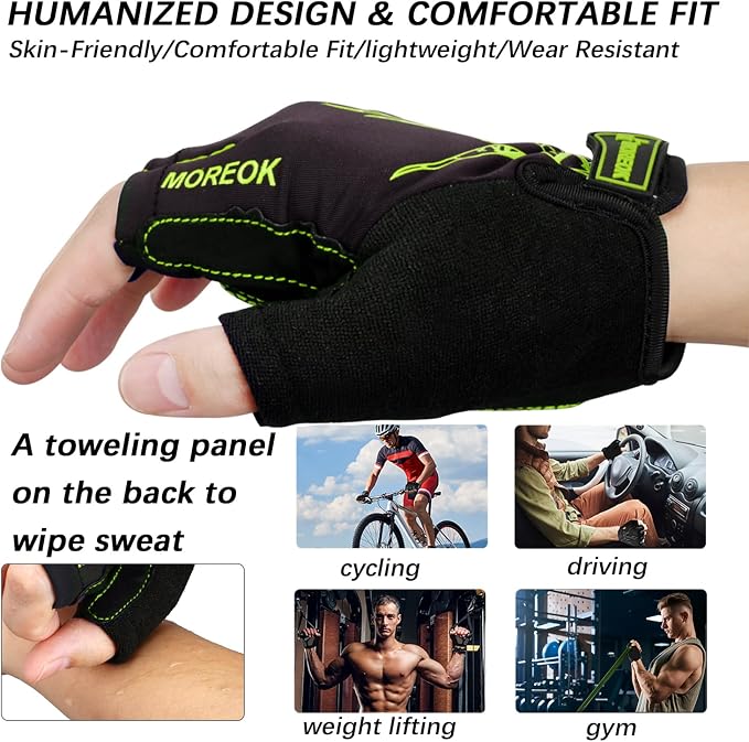 Cycling Gloves Bike Bicycle Gloves, Half Finger 5MM Gel Anti-Slip | Biking Gloves for Men Women Gym workout exercise Motorcycle Hiking Rowing Outdoor Sports