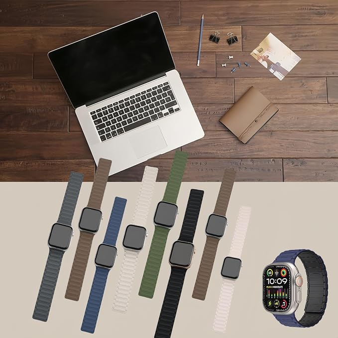 Magnetic Watch Band for Apple Watch Bands Ultra 3/2/1 bands for men women iwatch band 49mm 46mm 45mm 44mm 42mm Sport Silicone Wristband Strong Magnet link Strap for apple watch SE 3/2/1 ,Series 11 10 9 8 7 6 5 4 3 2 1,Blue