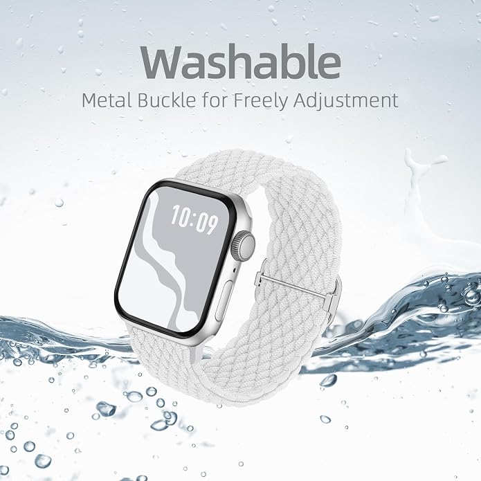 4 Pack Braided Stretchy Bands Compatible with Apple Watch 40mm 41mm 38mm 42mm 44mm 45mm 46mm 49mm Women Men, Breathable Nylon Elastic Daily Use Straps for iWatch Series 11/10 9 8 7 6 5 4 3 SE/Ultra 2