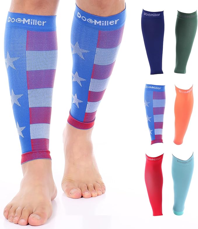 Doc Miller Compression Calf Sleeve for Men & Women, 20-30mmHg | Graduated Support for Running, Shin Splints, Calf Strain, Knee High, Small to 6XL Plus Size