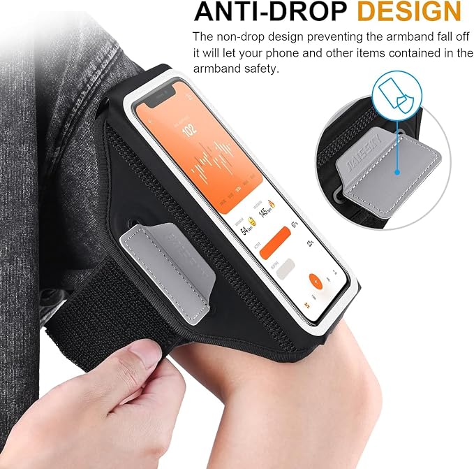 Phone Armband Holder for Running,3D Design Cell Phone Armband with Zipper Pocket for Earbuds Car Keys,Water Resistant Sport Running Arm Band for iPhone 16 15 14 13 12 11 Pro Max Fit Up to 6.9''
