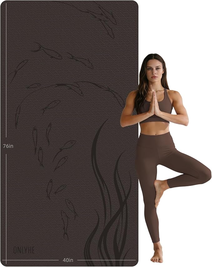 Extra Wide Yoga Mat 76"x40"x10mm TPE Non-Slip Fitness Exercise Mat | Thick 10mm Premium TPE, Extra Large for Pilates, Workout and Home Gym. Ideal for Men and Women