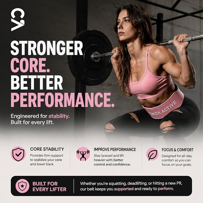 Weightlifting Belt - Pro Leather Belt for Powerlifting, Squats & Deadlifts, Lower Back Support with Adjustable Buckle for Men & Women