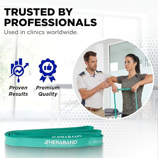 THERABAND High Resistance Band, 25 lbs, Medium, Green, Physical Therapy | Resistance band for exercise, physical therapy and stretching, with progressive color-coded levels
