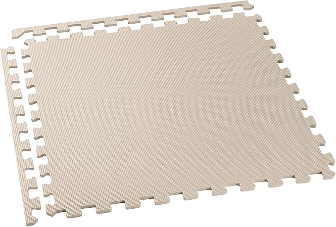 We Sell Mats 1/2" Thick Multipurpose EVA Foam Exercise Floor Mat, Interlocking Tiles, Anti-Fatigue for Home or Gym, 24 in x 24 in, 6 Tiles, Sand