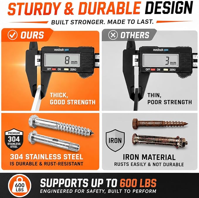2026 Upgrade Pull Up Bar Wall Mounted - 600 lbs Heavy Duty Strength Training Pull-Up Bars, Ideal Rogue Pull Up Bar for Home and Commercial Gym, Easy Installation Chin Up Bar, Versatile Garage Pullup Bar