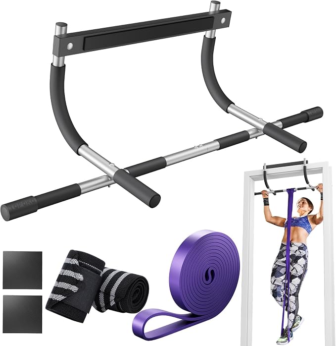 TOPOKO Pull Up Bar for Doorway, Heavy Duty Chin Up Station for Home Gym, Multi-Grip or Adjustable Door Frame Exercise Equipment for Upper Body Strength Training