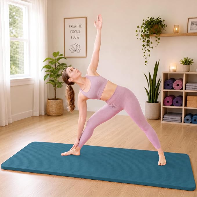 HULKFIT High Density Non Slip Yoga Mat, Extra Thick Exercise Mat with Carrying Strap, for Pilates, Fitness, Home Gym & Floor Workouts - Multiple Thickness & Multiple Color