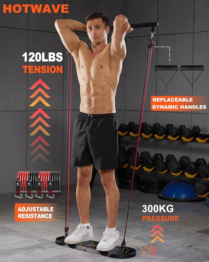 HOTWAVE Push Up Board, Portable PushUp Board, Foldable 20 in 1 Push Up Bar | Multifunctional Pushup Handles for Floor, Professional Strength Training Equipment For Men and Women at Home Gym
