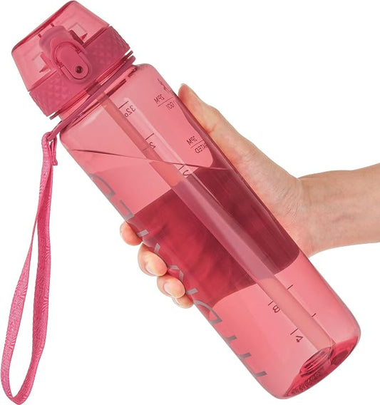 GOPPUS Water Bottle Clear Water Bottles 32oz Motivational with Time Marker Tritan BPA Free Sports Water Bottles Wide Mouth for Gym Travel Home School Office