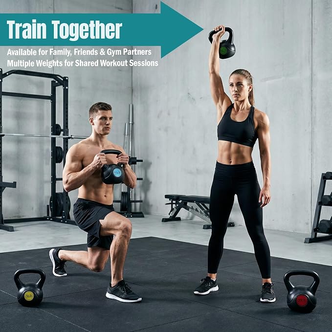 OLIXIS Hard Kettlebell Sets Strength Training KettleBells Weight Set | Coated Concrete Kettlebells, Wide Handle & Bottom, Weight Workout Exercise Equipment for Home Gym Outdoor