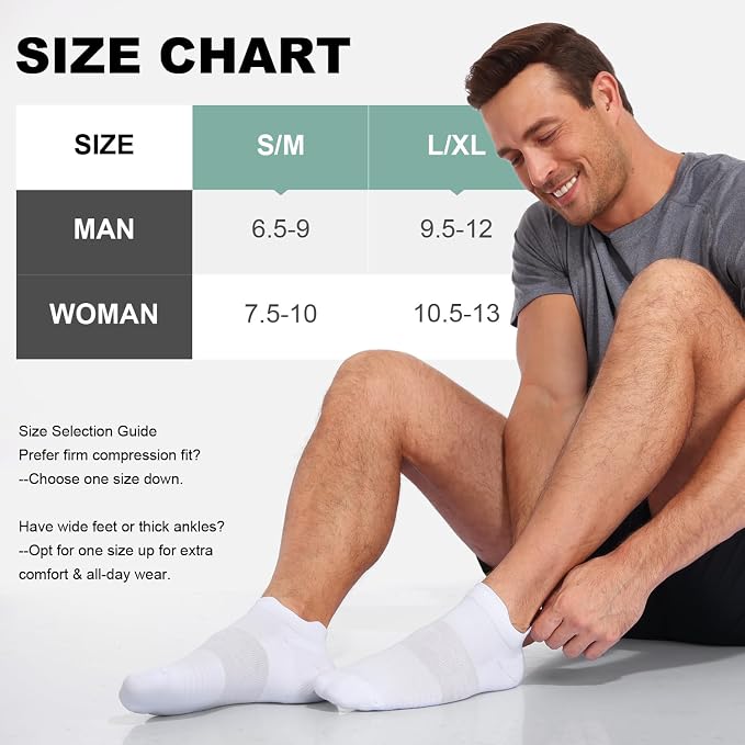 Lapulas Compression Socks for Men & Women, 6 Pair Ankle Running Support Socks for Sports, Casual, Plantar Fasciitis Relief