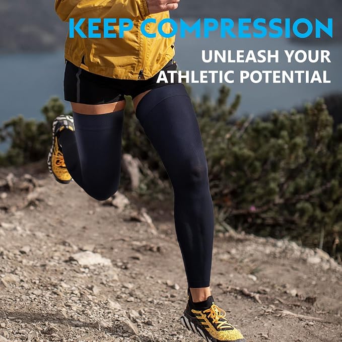 KEKING Full Leg Compression Sleeves, 20-30mmHg Graduated, Unisex, Running | Thigh-High Compression Stockings, Support Thighs, Calves & Knees, for Travel & Sports, Relieve Varicose Veins & Swelling